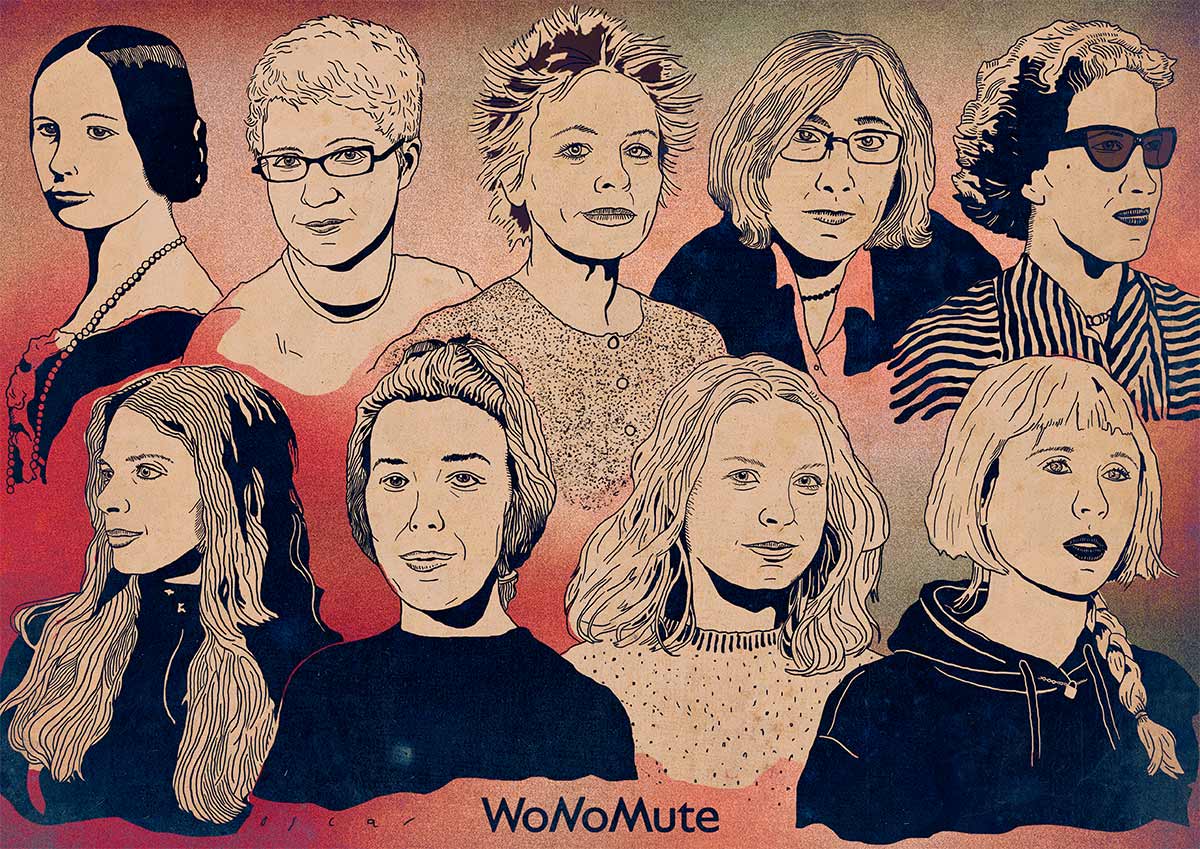 9 Women in Music Tech (WoMuTe) Heroes. Illustration by Oscar Martinez Castells.